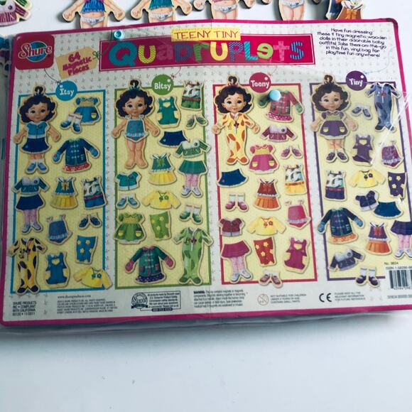 Teeny Tiny Quadruplets Wooden Magnetic Doll Dress Up Toy Montessori Learning - Picture 11 of 11